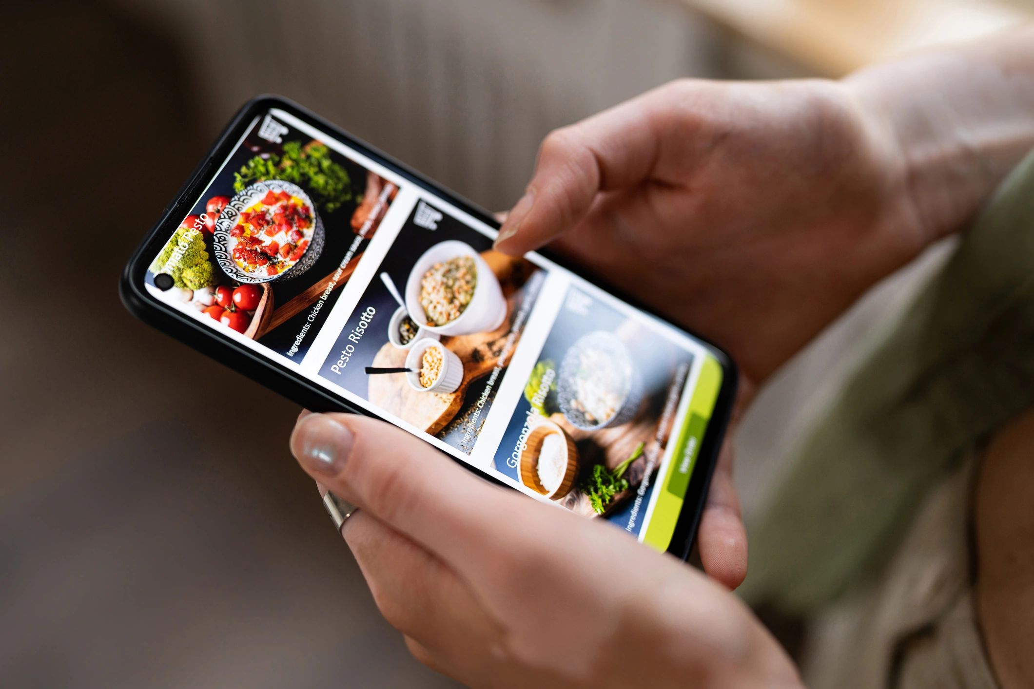 Customer placing an order on a smartphone