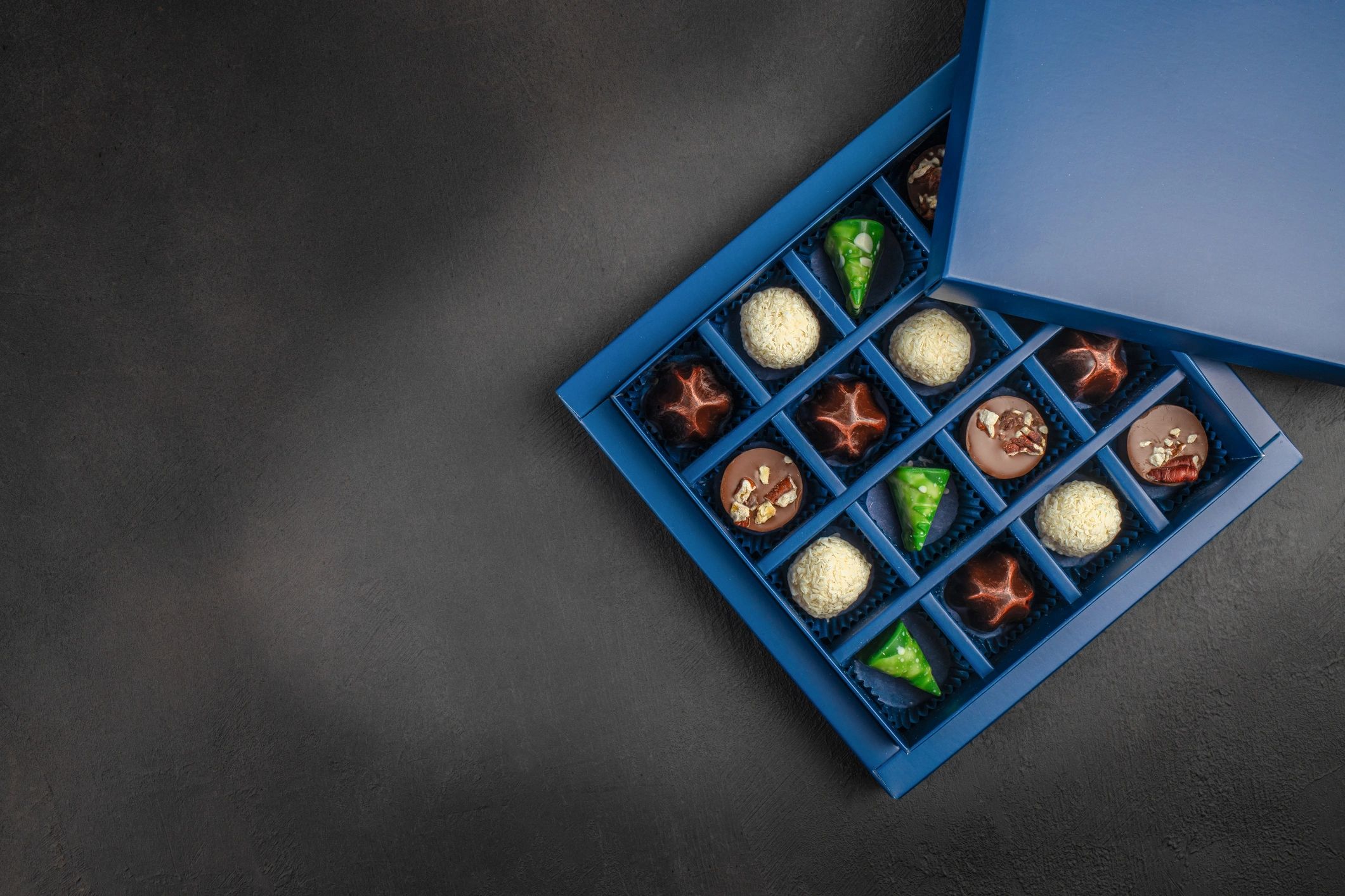 Luxury assorted chocolates in a gift box
